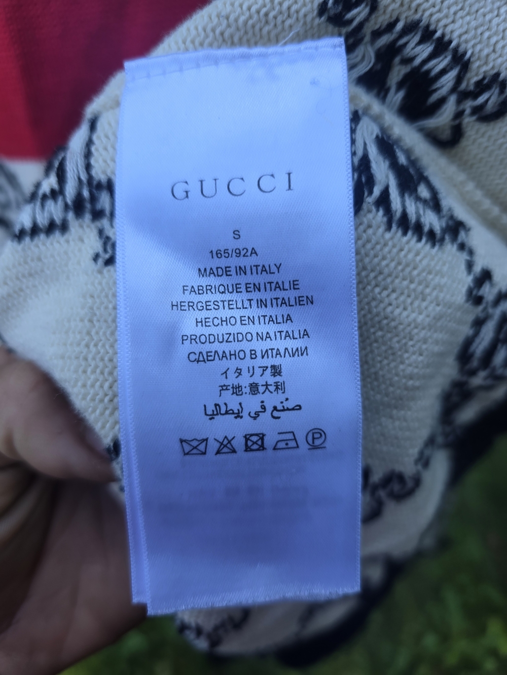Gucci Cream, Black & Red GG Logo Crew Neck Sweater - Picture 3 of 3